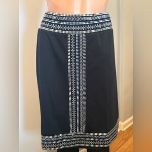 J. Jill Navy Skirt with White Embroidery